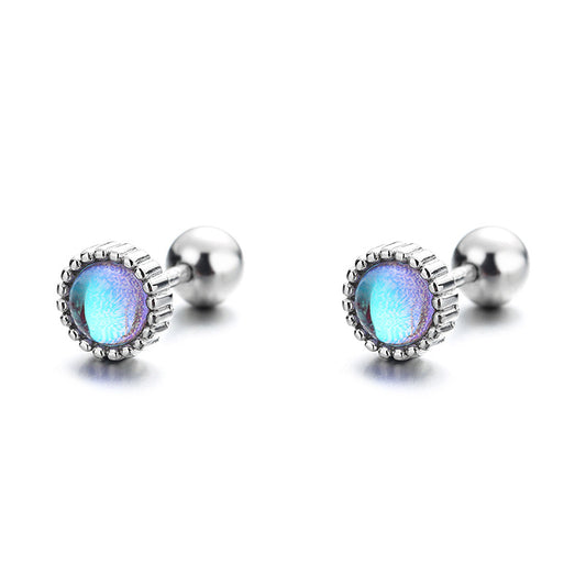 925 Sterling Silver Moonstone Screwed Earrings