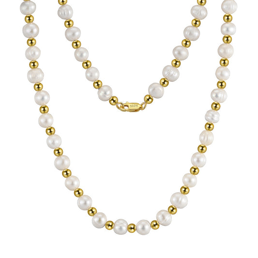 925 Sterling Silver Unisex Pearls Necklace