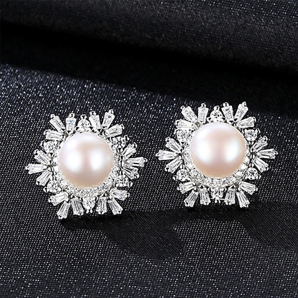 925 Sterling Silver Natural Pearl Drop Earrings Fashion Jewelry Gift for Women Girls