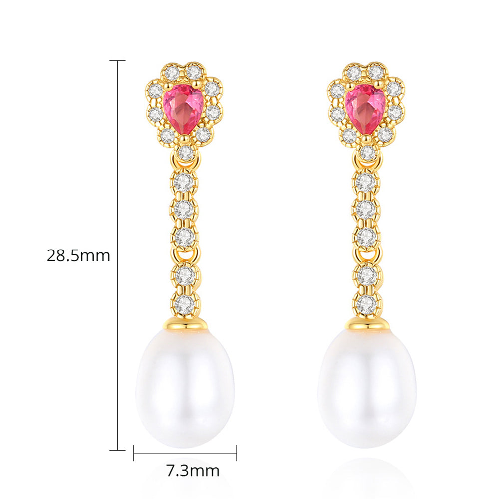 925 Sterling Silver Natural Pearl Drop Earrings Fashion Jewelry Gift for Women Girls