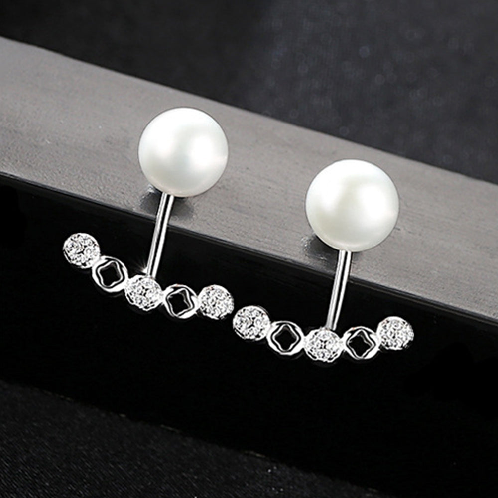925 Sterling Silver Natural Pearl Long Drop Earrings Fashion Jewelry Gift for Women Girls