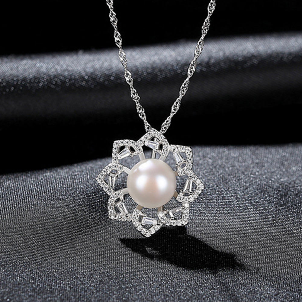 925 Sterling Silver Natural Pearl Drop Necklace Fashion Jewelry Gift for Women Girls
