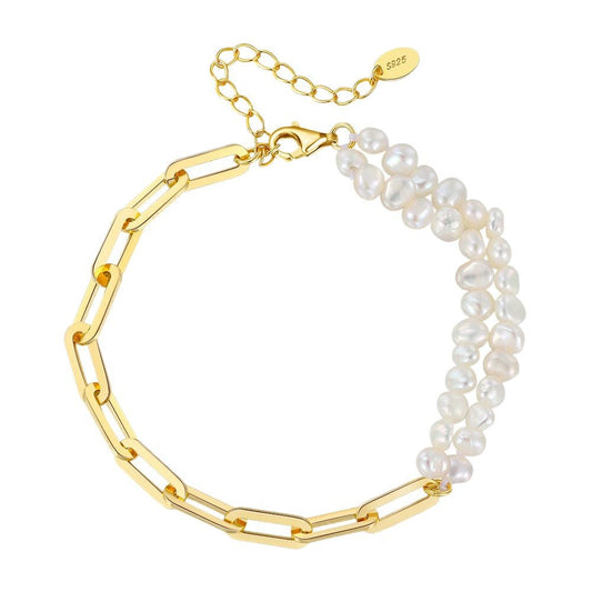 925 Sterling Silver Pearl Bracelet Fashion Jewelry Gift for Women Girls