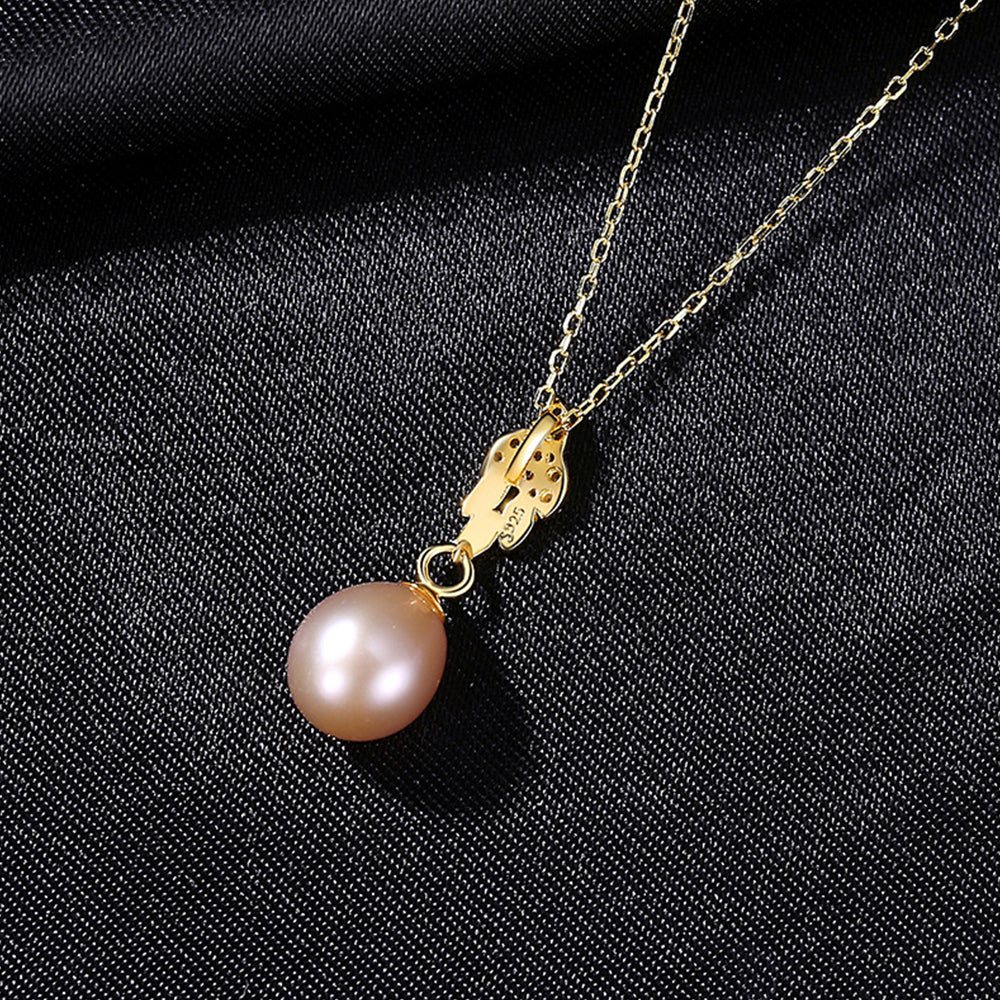 925 Sterling Silver Natural Pearl Drop Necklace Fashion Jewelry Gift for Women Girls
