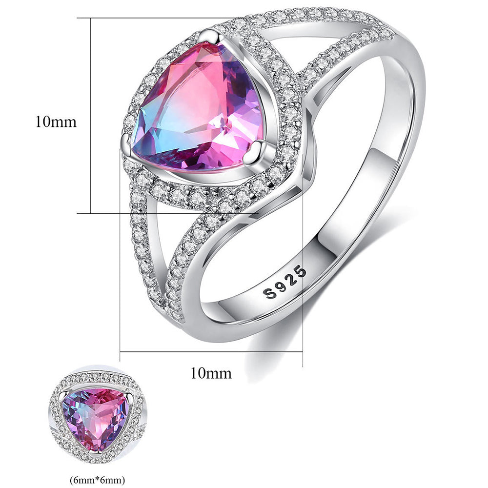 925 Sterling Silver Zircon Ring Fashion Jewelry Gift for Women Girls