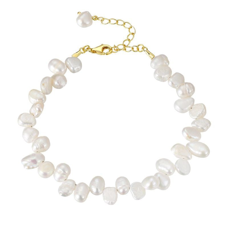 925 Sterling Silver Pearl Bracelet Fashion Jewelry Gift for Women Girls