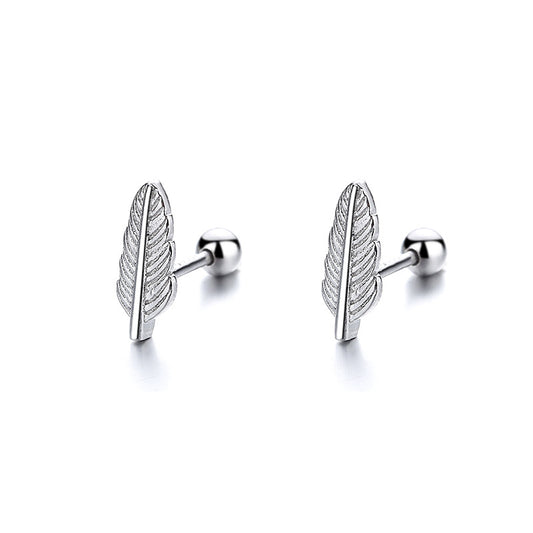 925 Sterling Silver Leaf Screwed Earrings