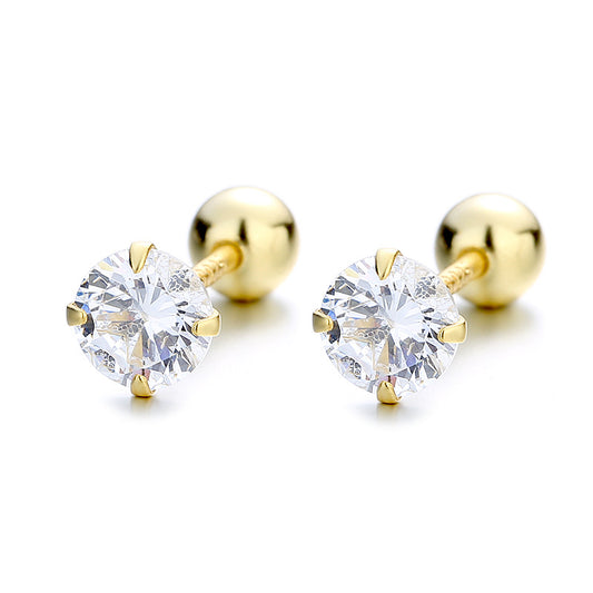 925 Sterling Silver Zircon Screw Back Stud Earrings