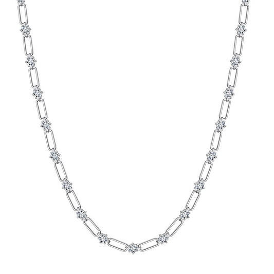 925 Sterling Silver Link Chain With Zircon