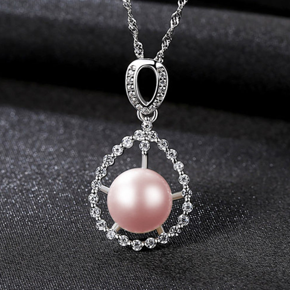 925 Sterling Silver Natural Pearl Drop Necklace Fashion Jewelry Gift for Women Girls