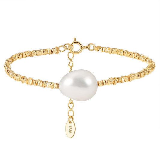 925 Sterling Silver Pearl Bracelet Fashion Jewelry Gift for Women Girls