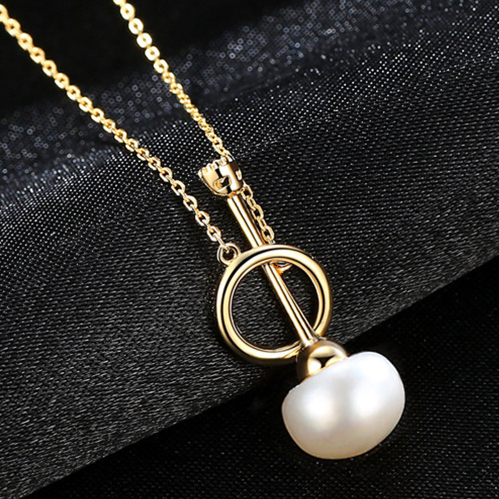 925 Sterling Silver Natural Pearl Drop Necklace Fashion Jewelry Gift for Women Girls