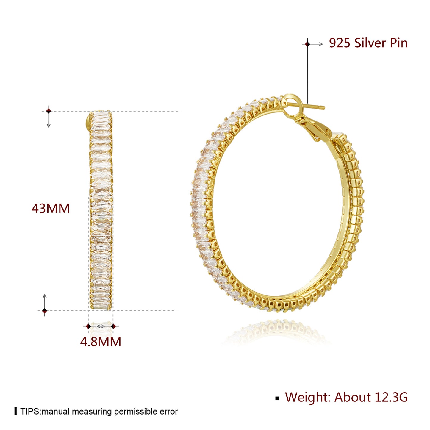 Brass With Plated Fashion Jewelry 925 pins Earrings
