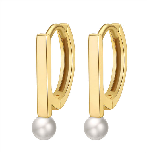 925 Sterling Silver Natural Pearl Earrings Fashion Jewelry Gift for Women Girl