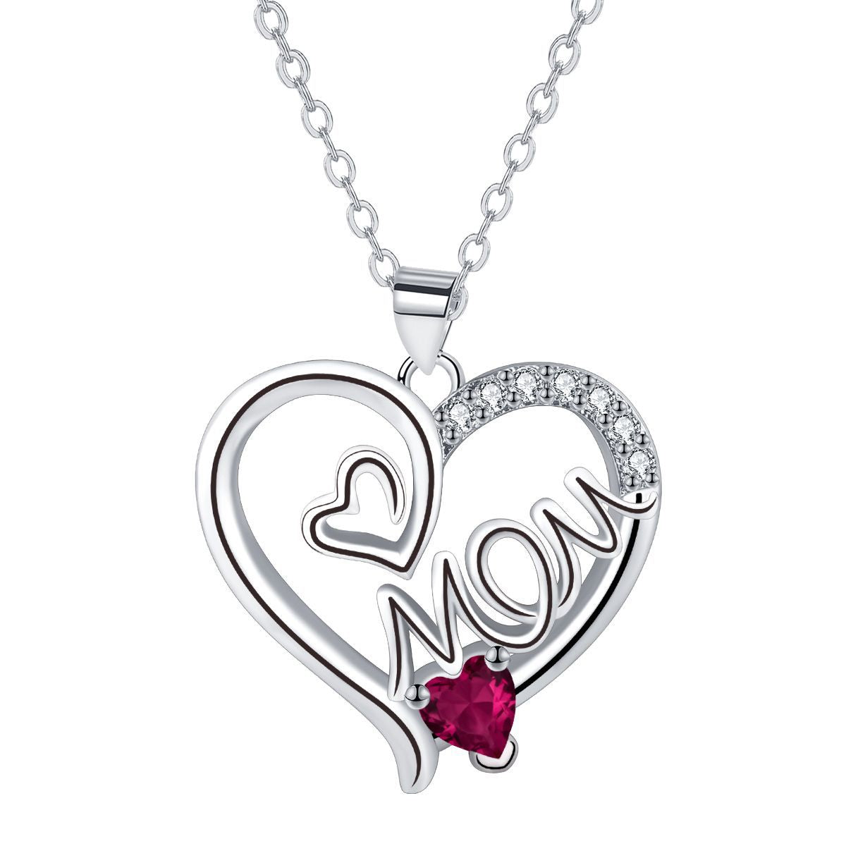Copper With Silver Plated Mom Heart Pendant Necklace