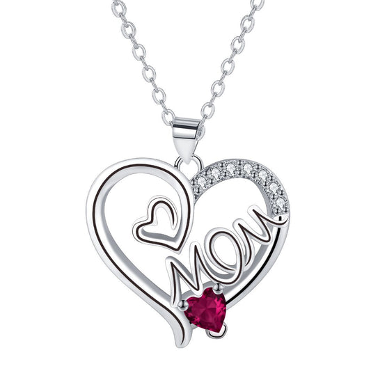 Copper With Silver Plated Mom Heart Pendant Necklace