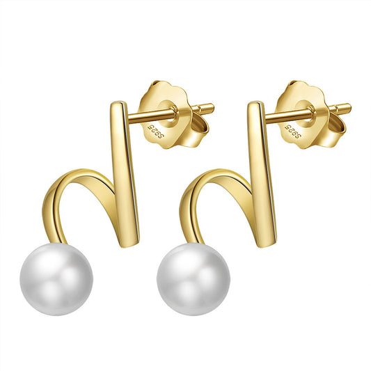 925 Sterling Silver Natural Pearl Earrings Fashion Jewelry Gift for Women Girl