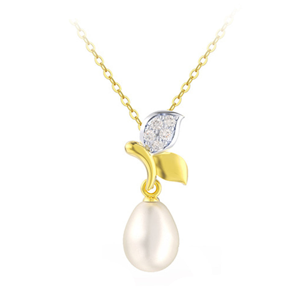 925 Sterling Silver Natural Pearl Necklace Fashion Jewelry Gift for Women Girls