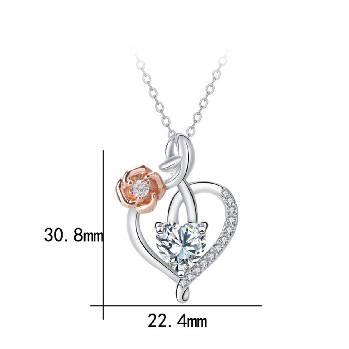 Copper With Silver/Rosegold Plated Heart Pendant Necklace