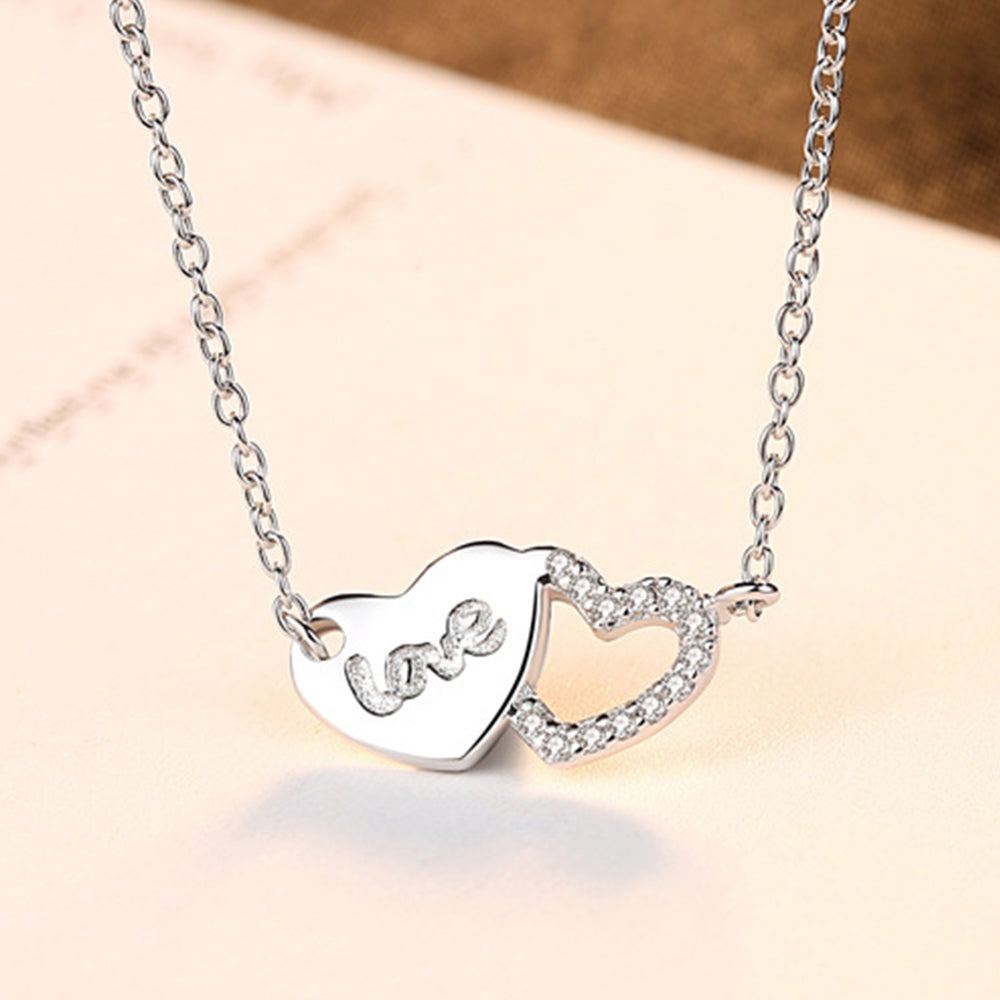 925 Sterling Silver Heart Necklace Fashion Jewelry Gift for Women Girls
