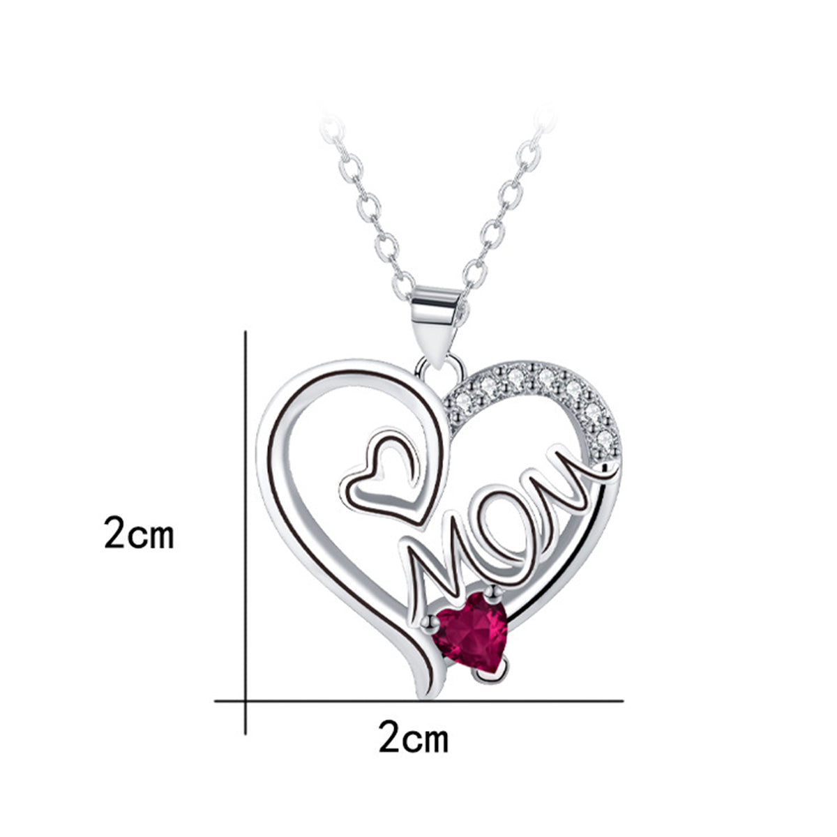 Copper With Silver Plated Mom Heart Pendant Necklace