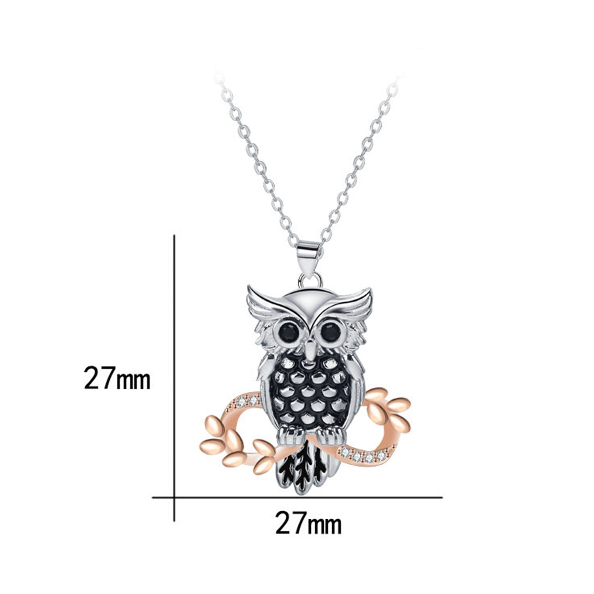 Copper With Silver/Rosegold Plated Owl Pendant Necklace