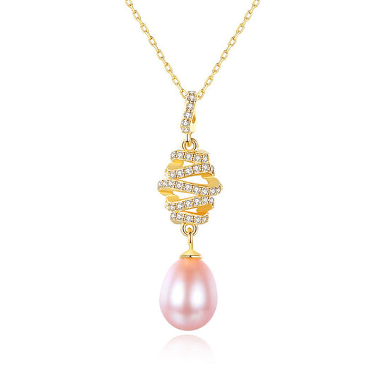 925 Sterling Silver Natural Pearl Drop Necklace Fashion Jewelry Gift for Women Girls