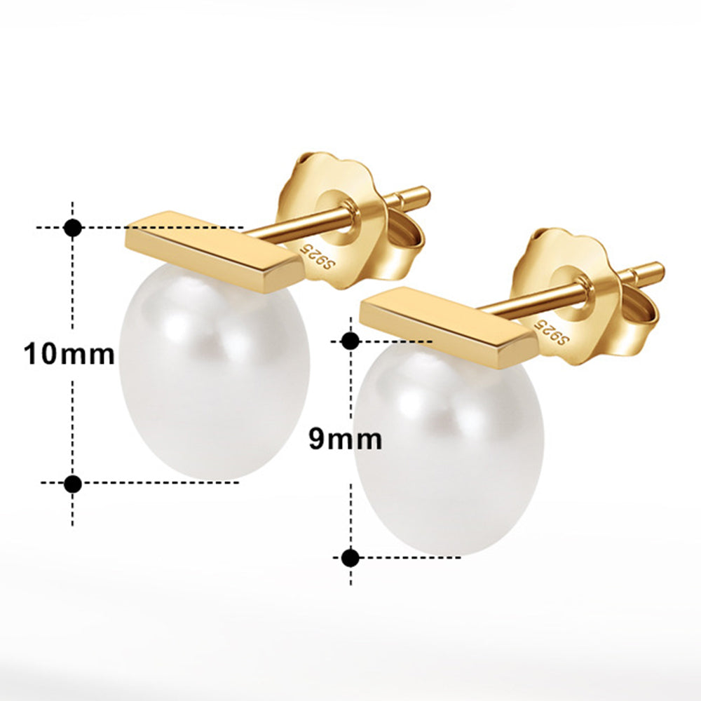 925 Sterling Silver Natural Pearl Earrings Fashion Jewelry Gift for Women Girl