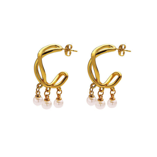 Stainless Steel Jewelry Fashion Pearl Earrings