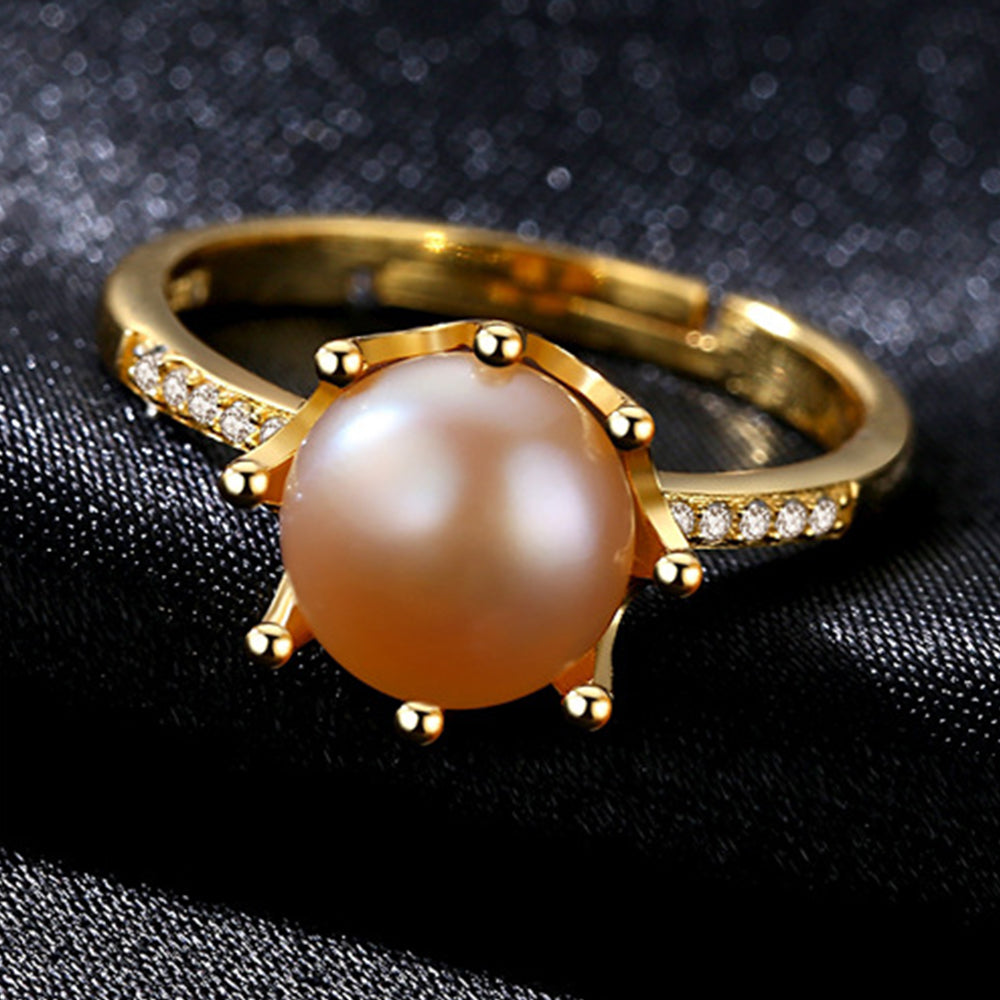 925 Sterling Silver Natural Pearl Ring Fashion Jewelry Gift for Women Girls