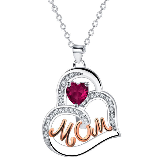 Copper With Silver/Rosegold Plated Mom Heart Pendant Necklace