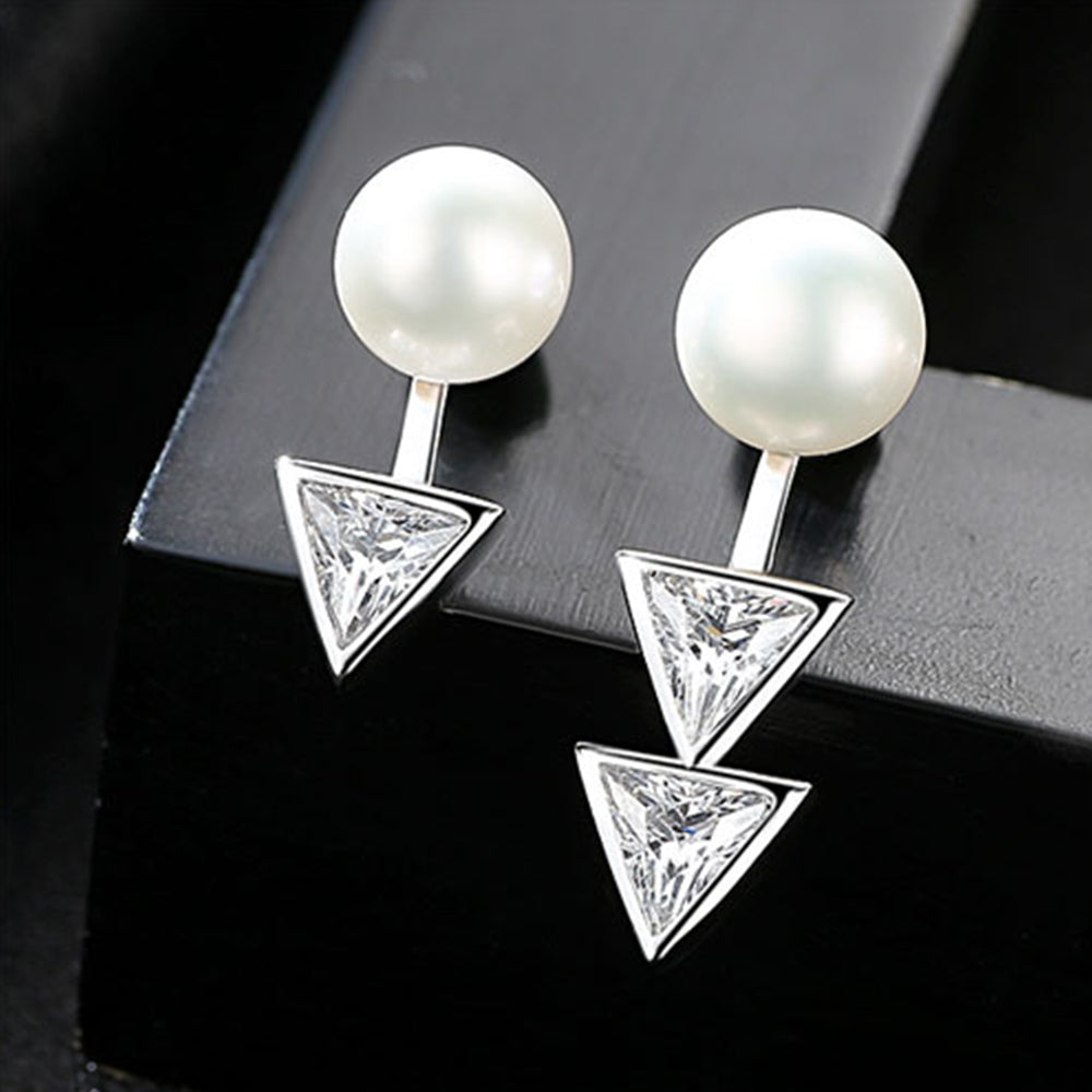 925 Sterling Silver Natural Pearl Long Drop Earrings Fashion Jewelry Gift for Women Girls