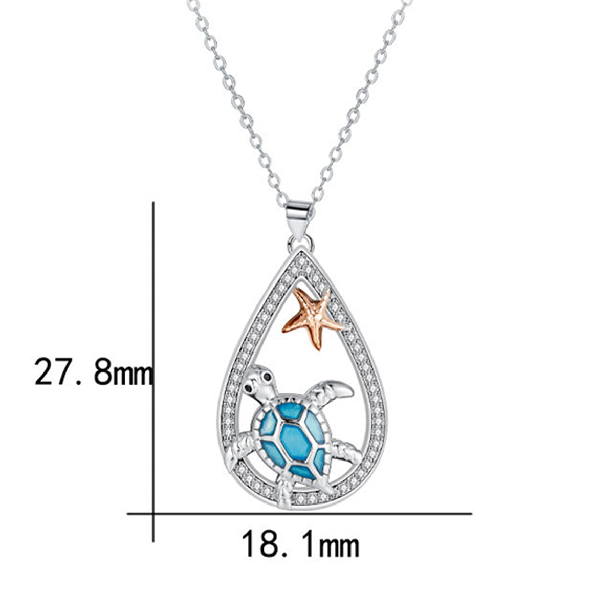 Copper With Silver/Rosegold Plated Turtle Pendant Necklace