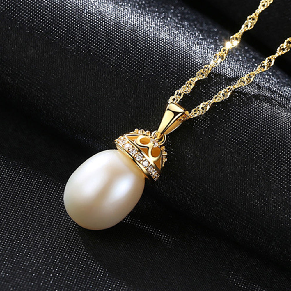 925 Sterling Silver Natural Pearl Drop Necklace Fashion Jewelry Gift for Women Girls