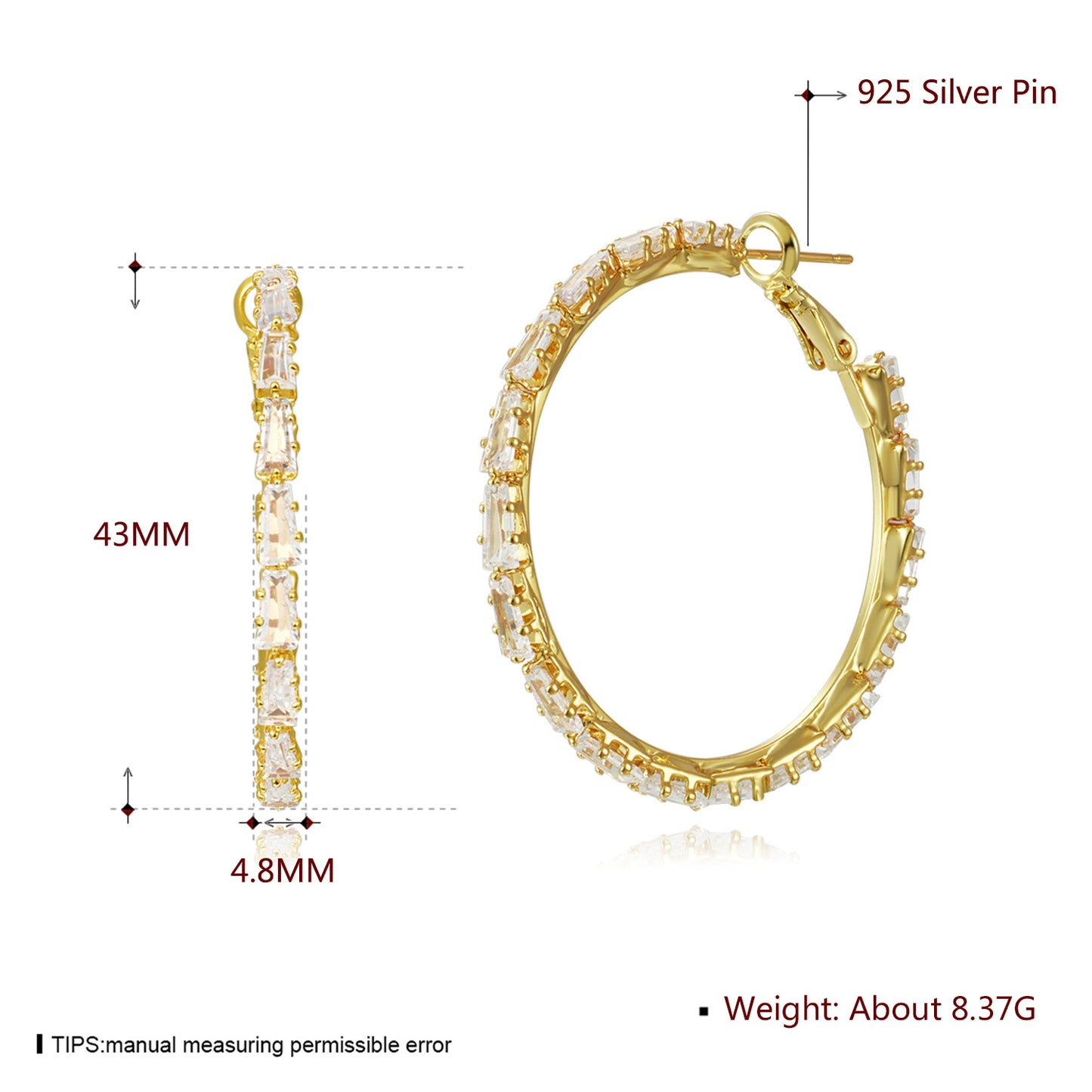 Brass With Plated Fashion Jewelry 925 pins Earrings