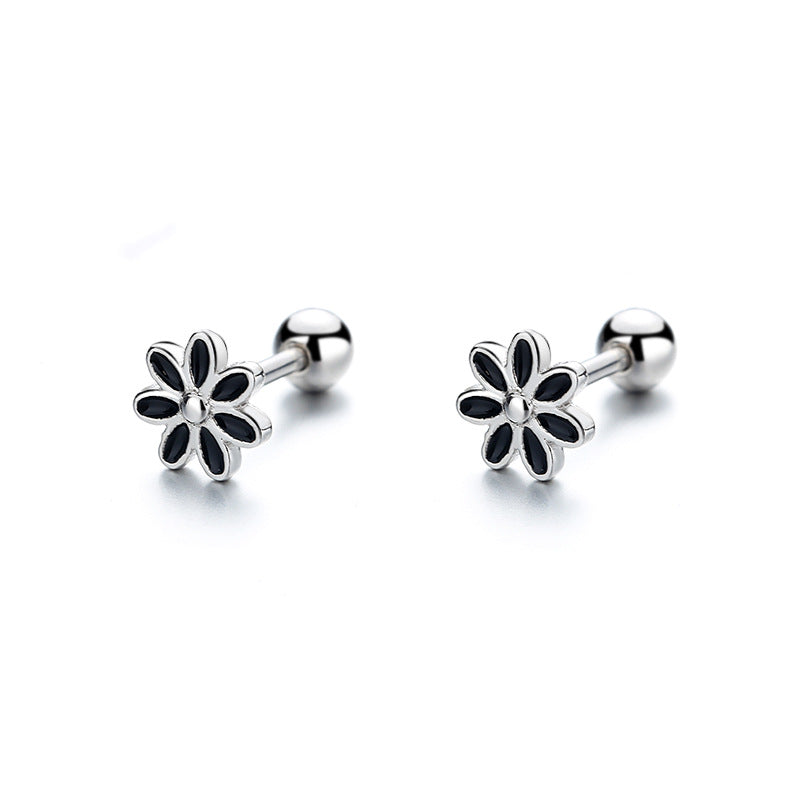 925 Sterling Silver Flower Screwed Earrings