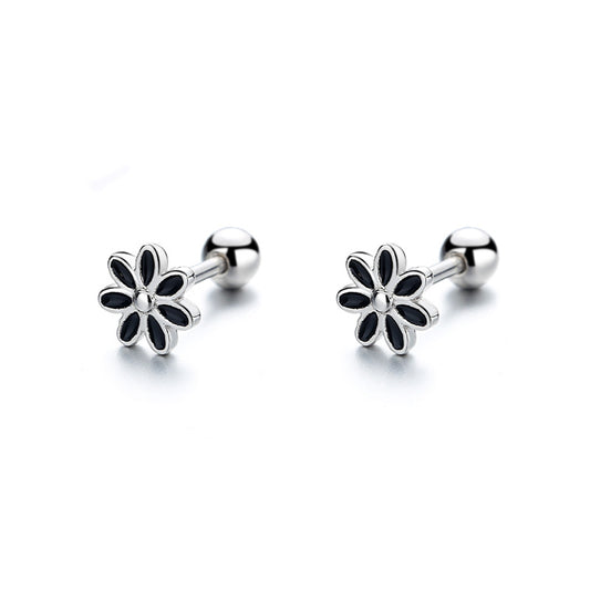 925 Sterling Silver Flower Screwed Earrings