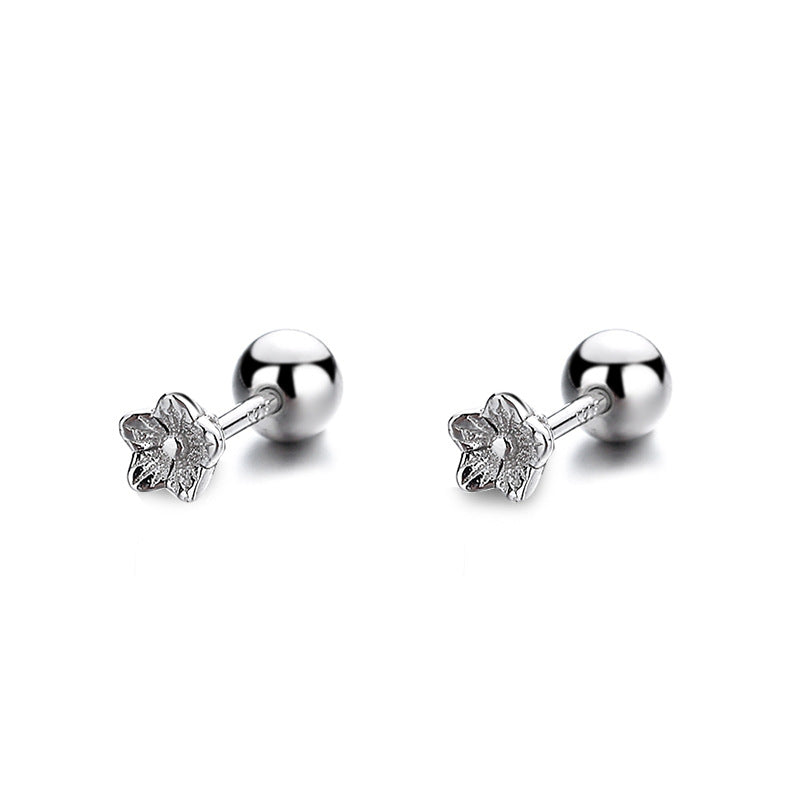 925 Sterling Silver Flower Screwed Earrings