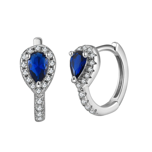 925 Sterling Silver Hoop Zircon Earrings