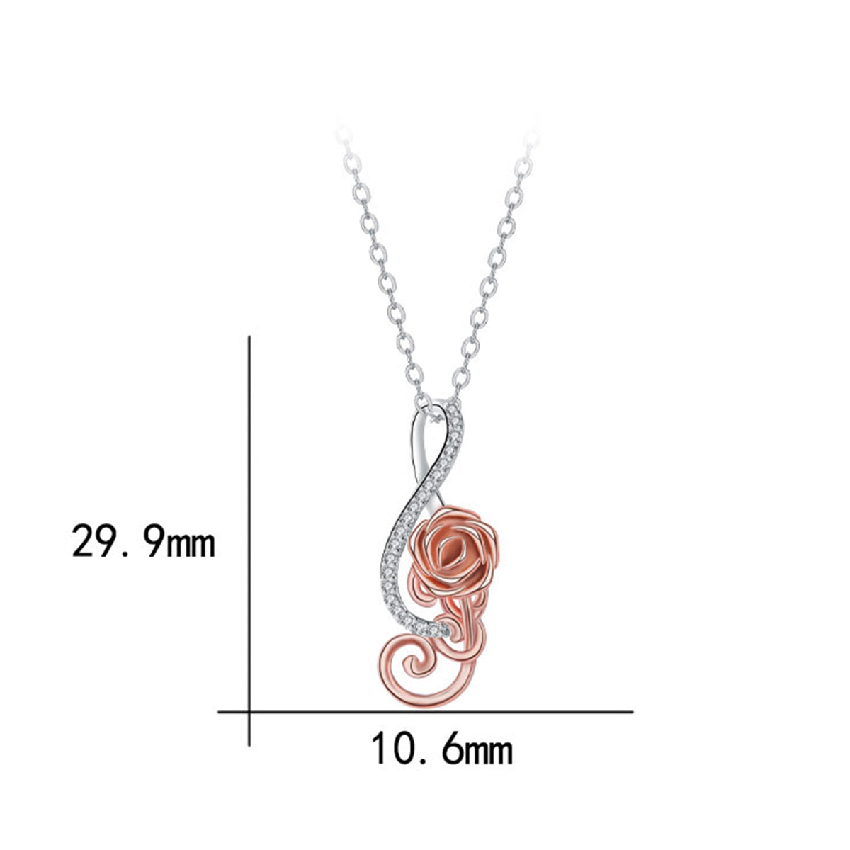 Copper With Silver/Rosegold Plated Rose Pendant Necklace
