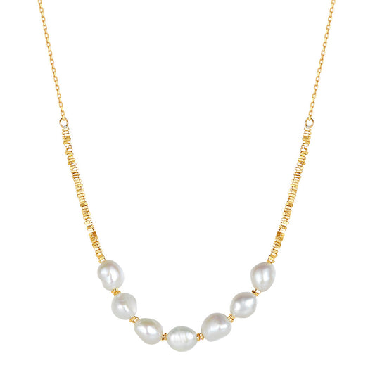 925 Sterling Silver Natural Pearl Necklace Fashion Jewelry Gift for Women Girls