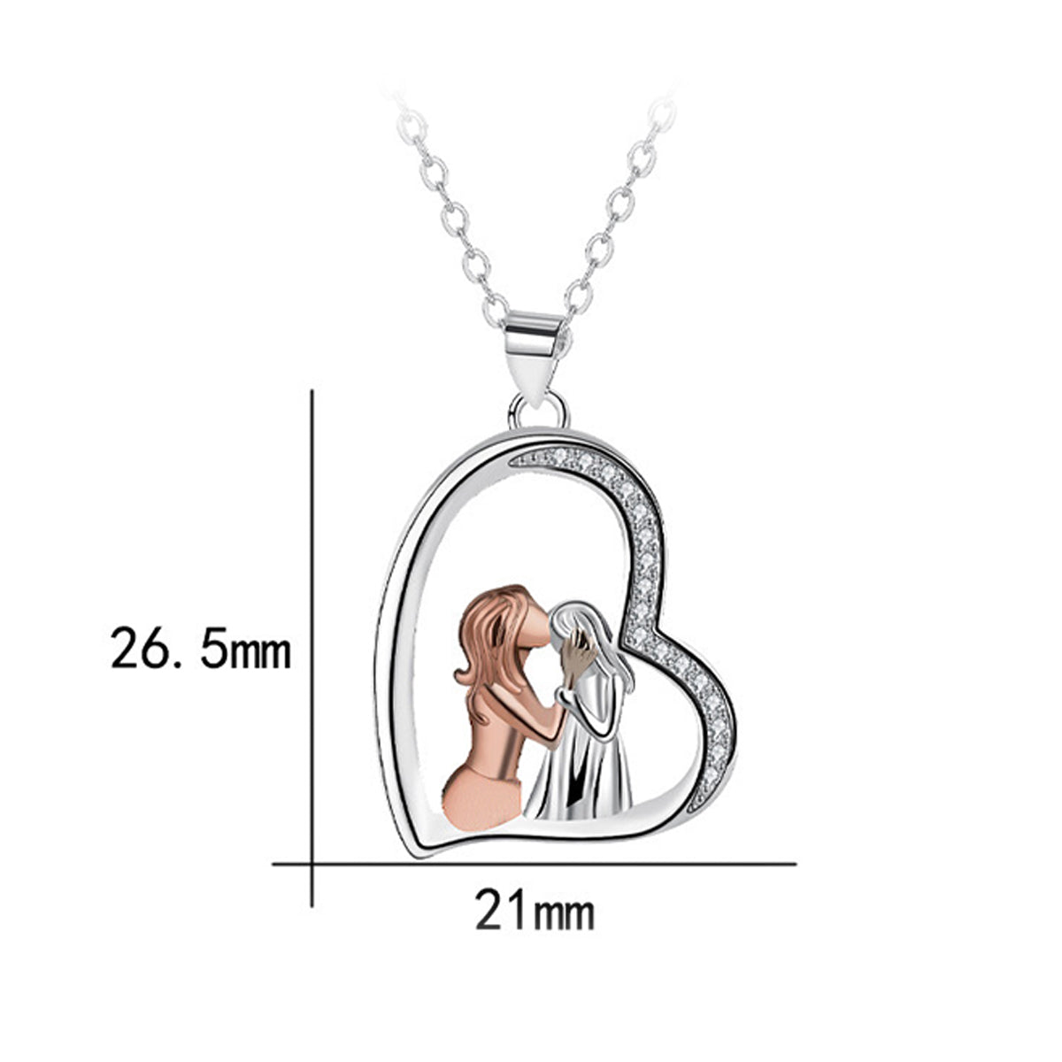 Copper With Silver/Rosegold Plated Heart Pendant Necklace