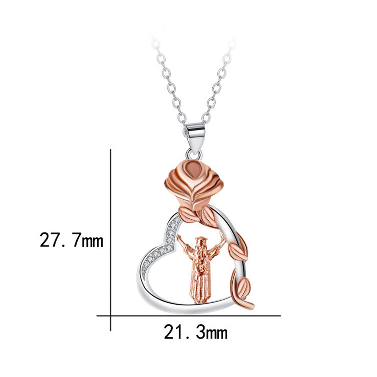 Copper With Silver/Rosegold Plated Heart Pendant Necklace