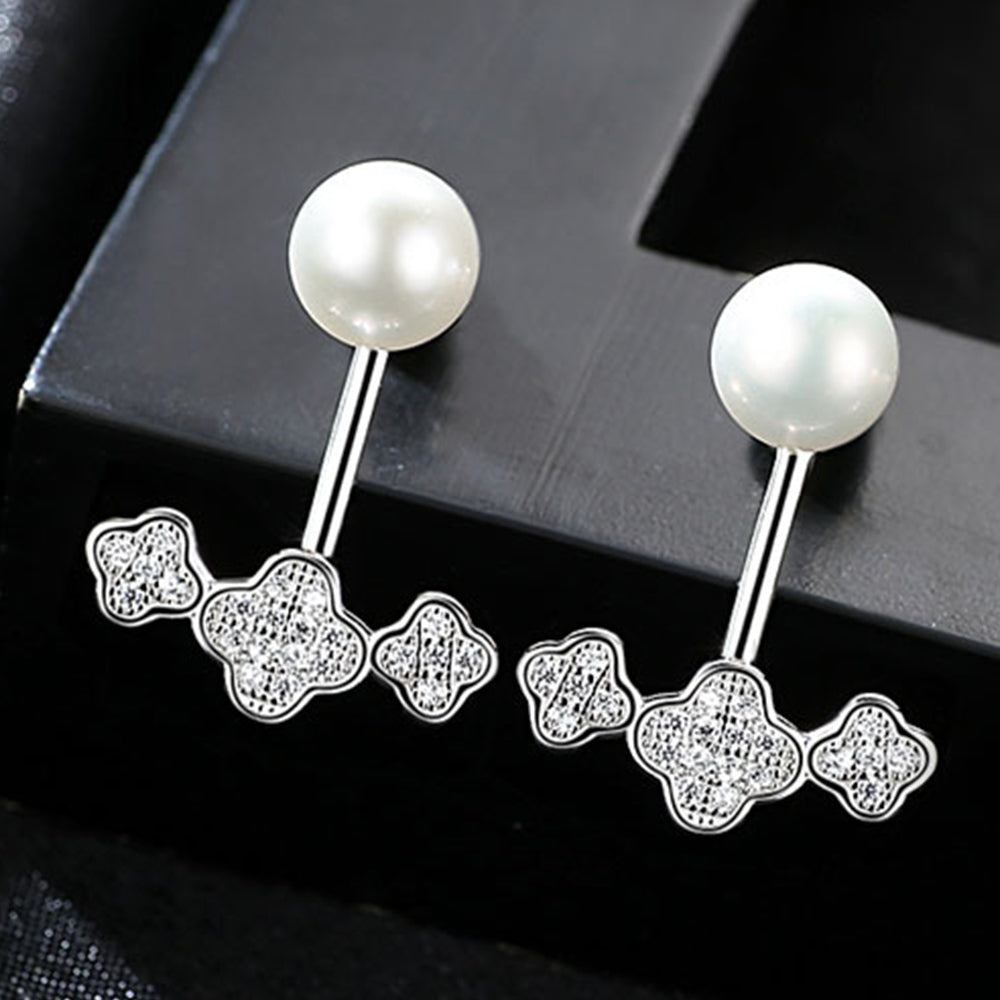 925 Sterling Silver Natural Pearl Drop Earrings Fashion Jewelry Gift for Women Girls