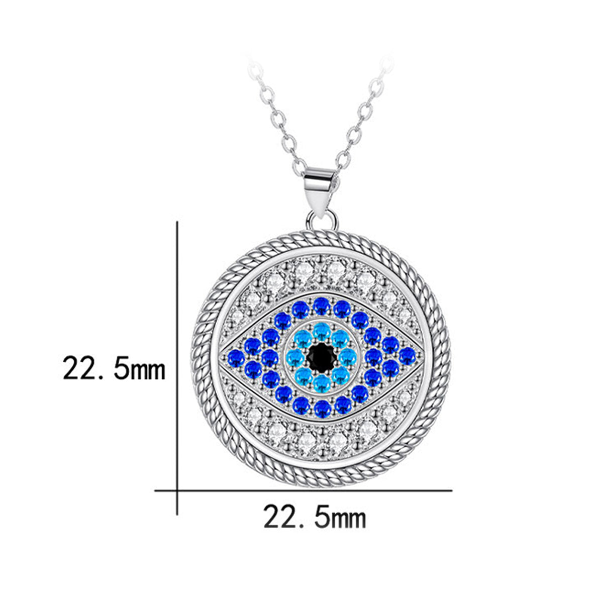 Copper With Silver Plated Evil Eye Pendant Necklace