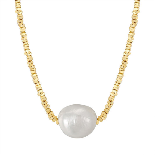 925 Sterling Silver Natural Pearl Necklace Fashion Jewelry Gift for Women Girls