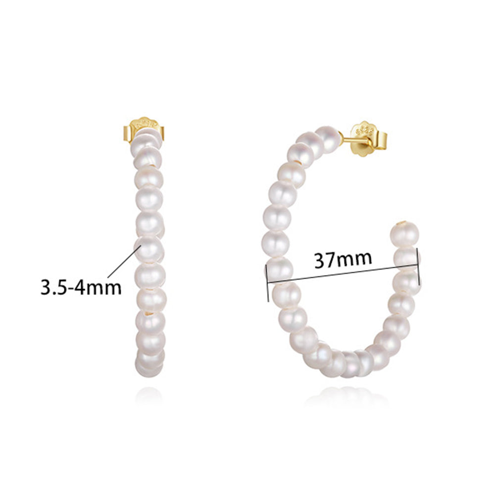 925 Sterling Silver Natural Pearl Earrings Fashion Jewelry Gift for Women Girl