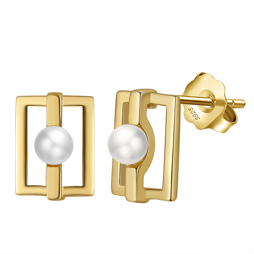 925 Sterling Silver Natural Pearl Earrings Fashion Jewelry Gift for Women Girl