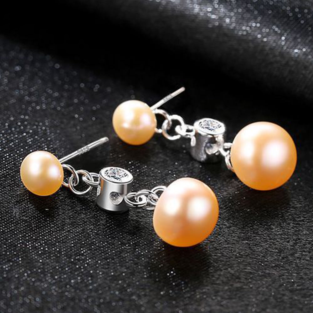 925 Sterling Silver Natural Pearl Drop Earrings Fashion Jewelry Gift for Women Girls