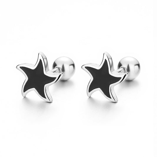 925 Sterling Silver Star Screwed Earrings